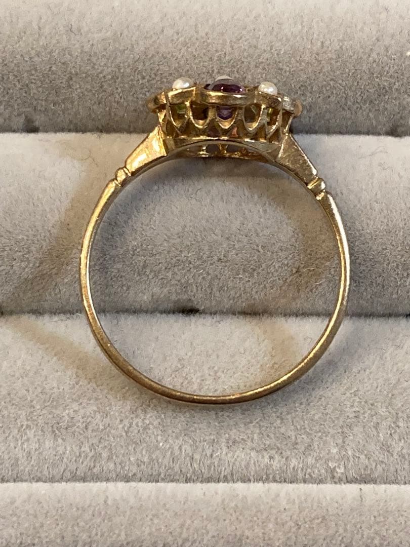 レ*ン様 ヴィンテージ サフラジェットリング　ペリドット　アメジスト　パール