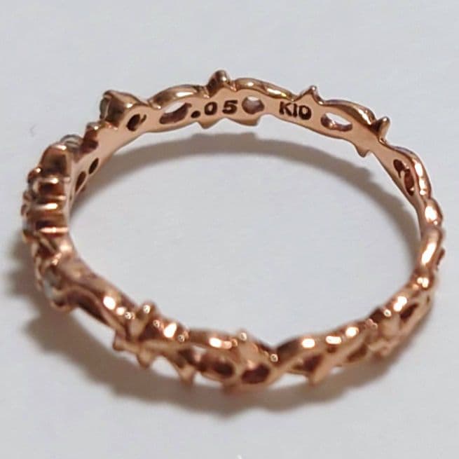 agete アガット K10 7号 ダイヤモンド5石 指輪