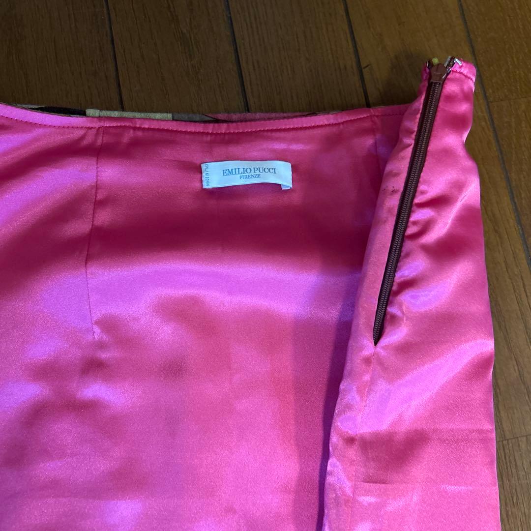 【エミリオプッチ】ピンク系プッチ柄 ウールペンシルスカート 36