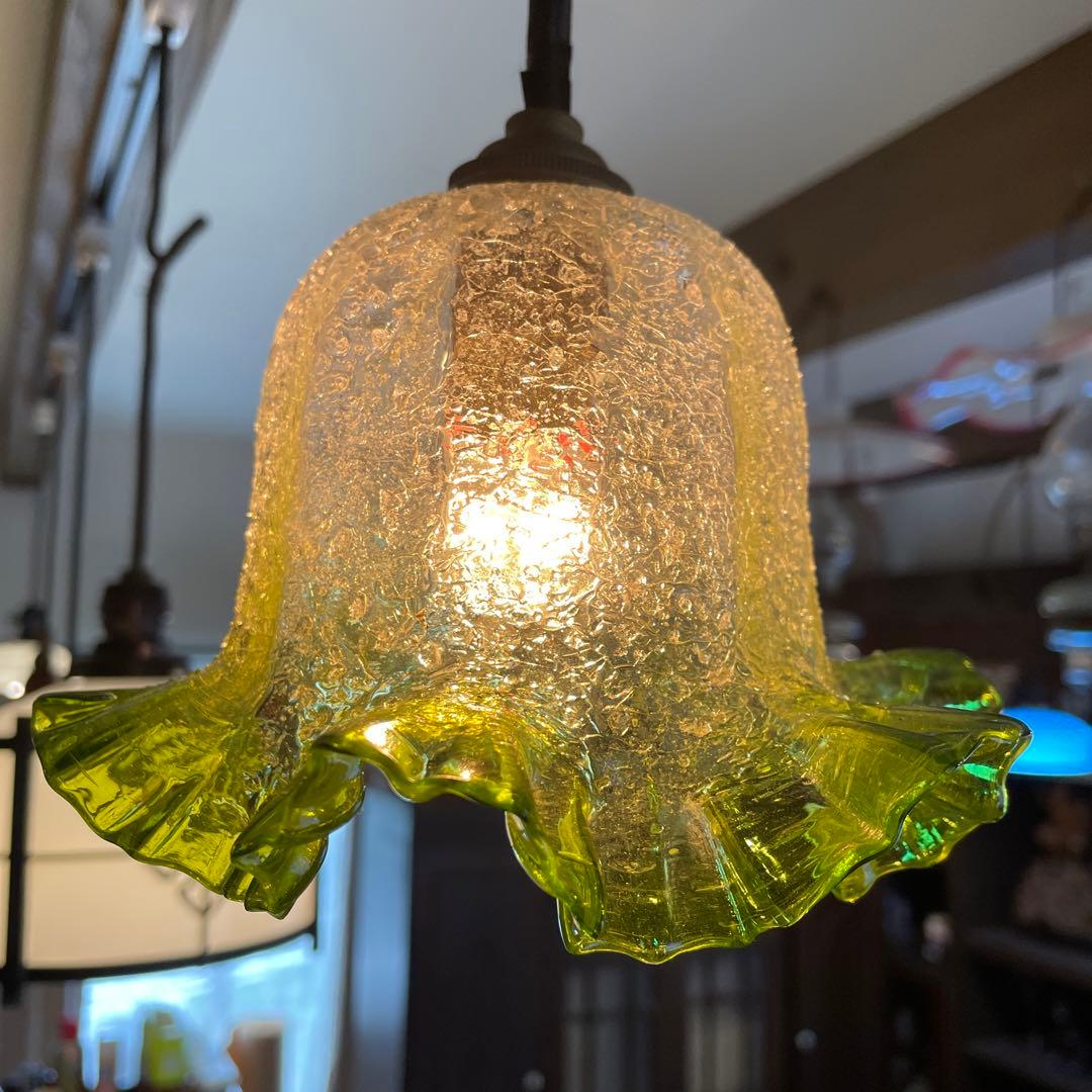 電笠　照明　レトロ　ヨーロッパ【フリル 硝子 電笠】アンティーク ガラス 照明 楽天市場】電笠シリーズ『卓上ライト 電笠フリル』 廣田硝子 日本製