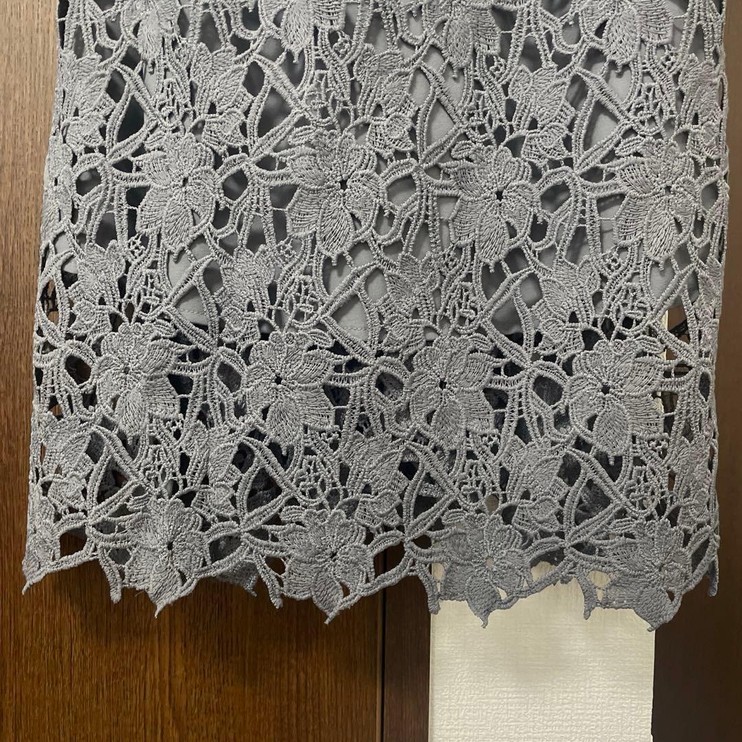 【LEJA】 花柄レース 刺繍 Aライン フレアドレス ワンピース