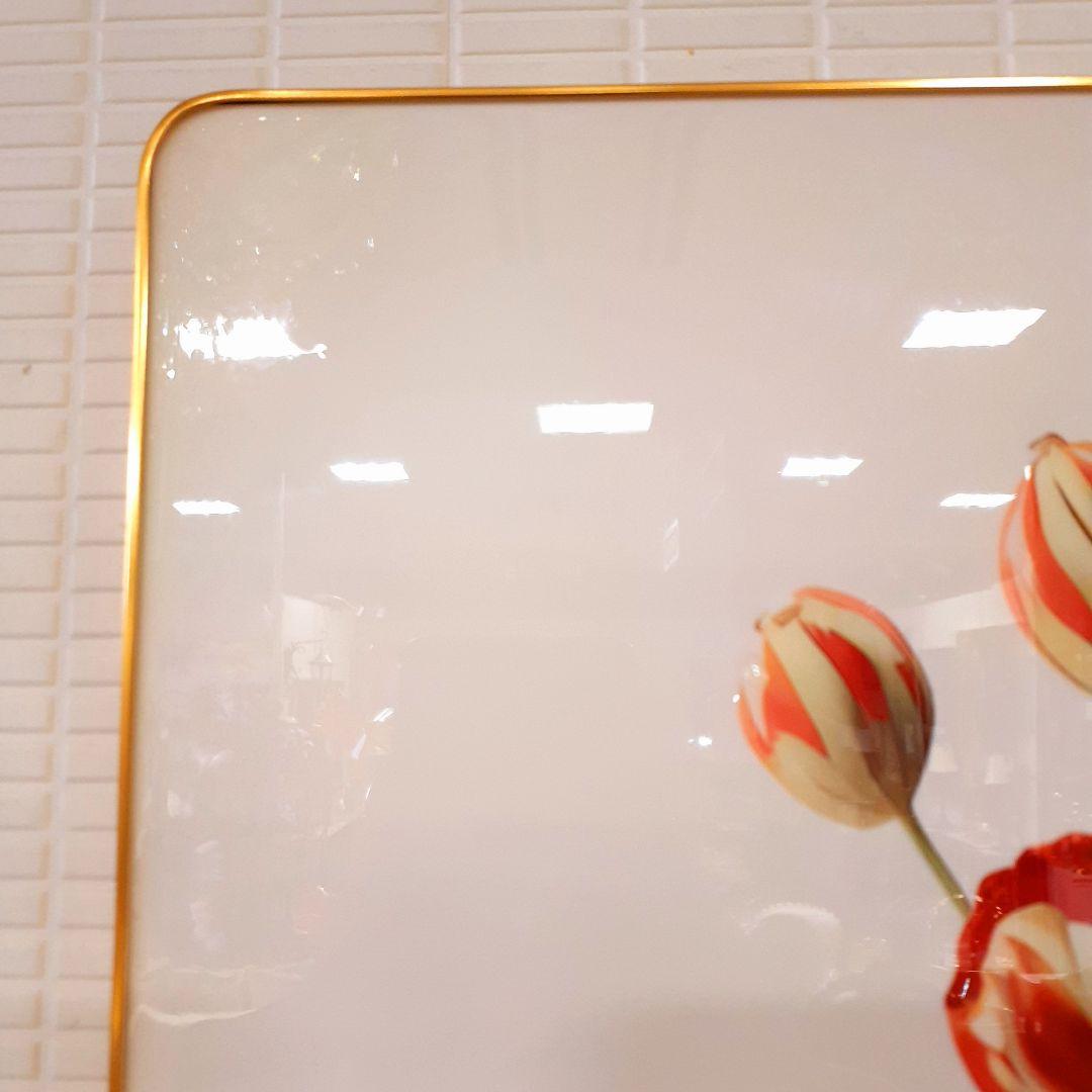 輸入雑貨　『赤い薔薇とロゼッタ』　天然水晶石　クリスタルアート　ゴールドフレーム