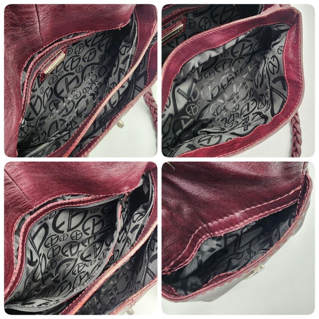 フランチェスコビアジア ショルダーバッグ 編み込みハンドル レザー レッド