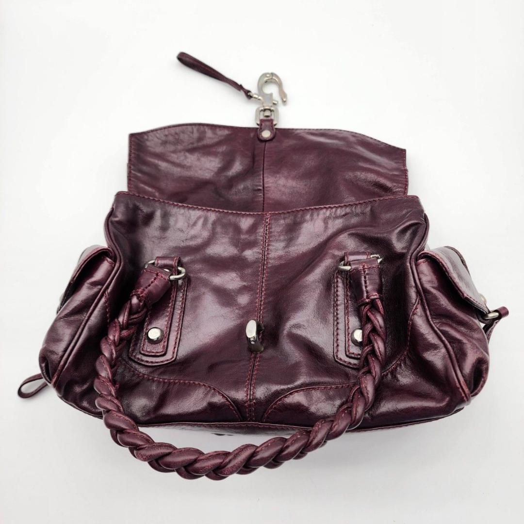 フランチェスコビアジア ショルダーバッグ 編み込みハンドル レザー レッド