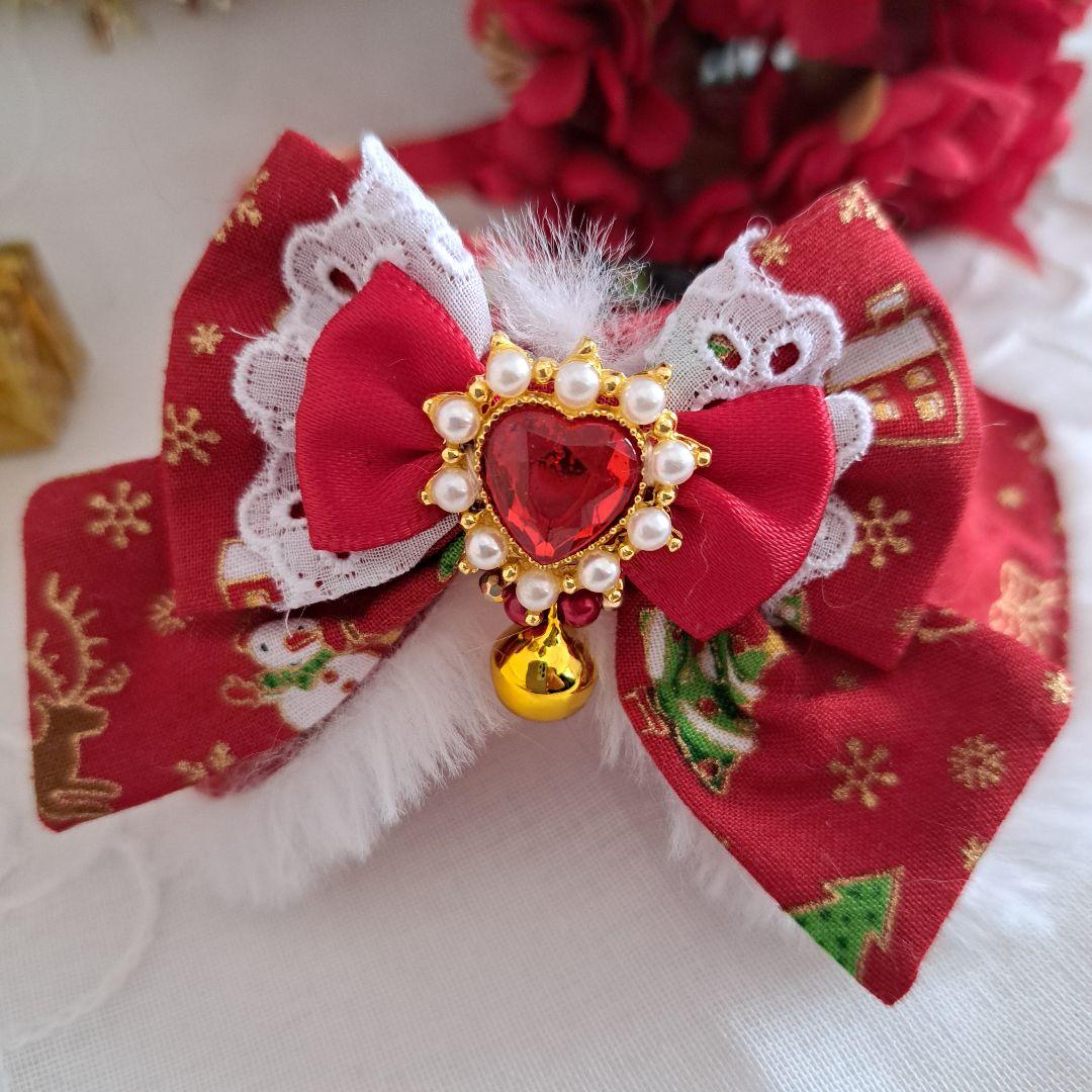 クリスマスシリーズ(赤雪だるま&サンタ)わんちゃん猫ちゃん用襟つき