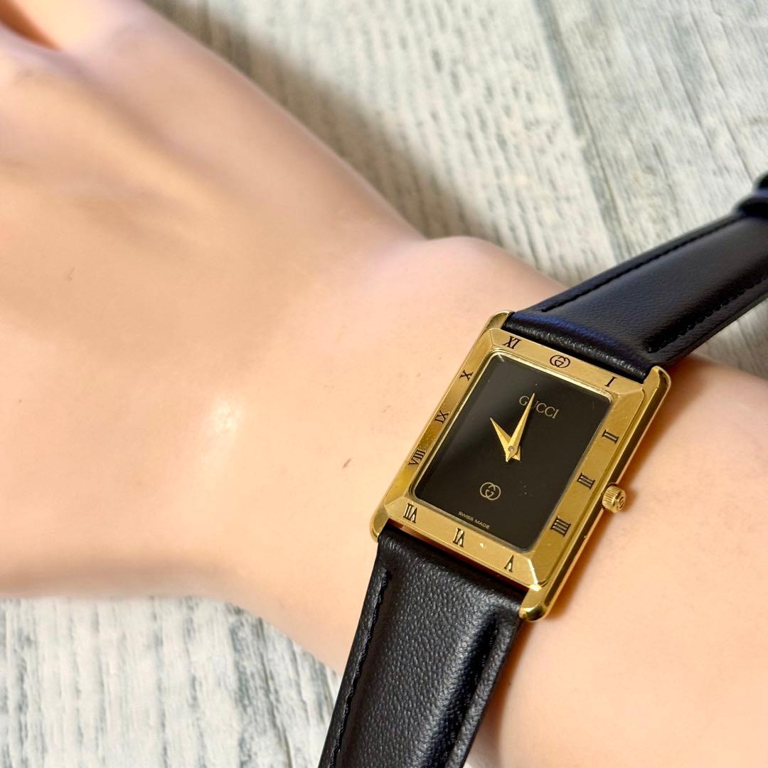 【電池交換済】GUCCI グッチ 腕時計 4200FM スクエア メンズ 黒