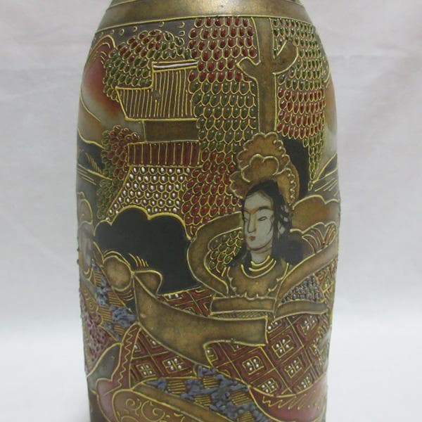 古い薩摩焼いっちん描きイッチン技法陶器陶磁器徳利とっくり明治大正