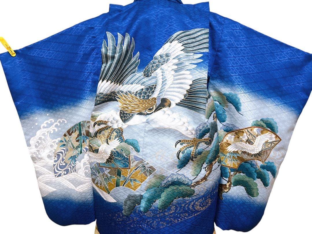 青系フルセット♡七五三　5歳　男の子　一式　鷹　ゴールド