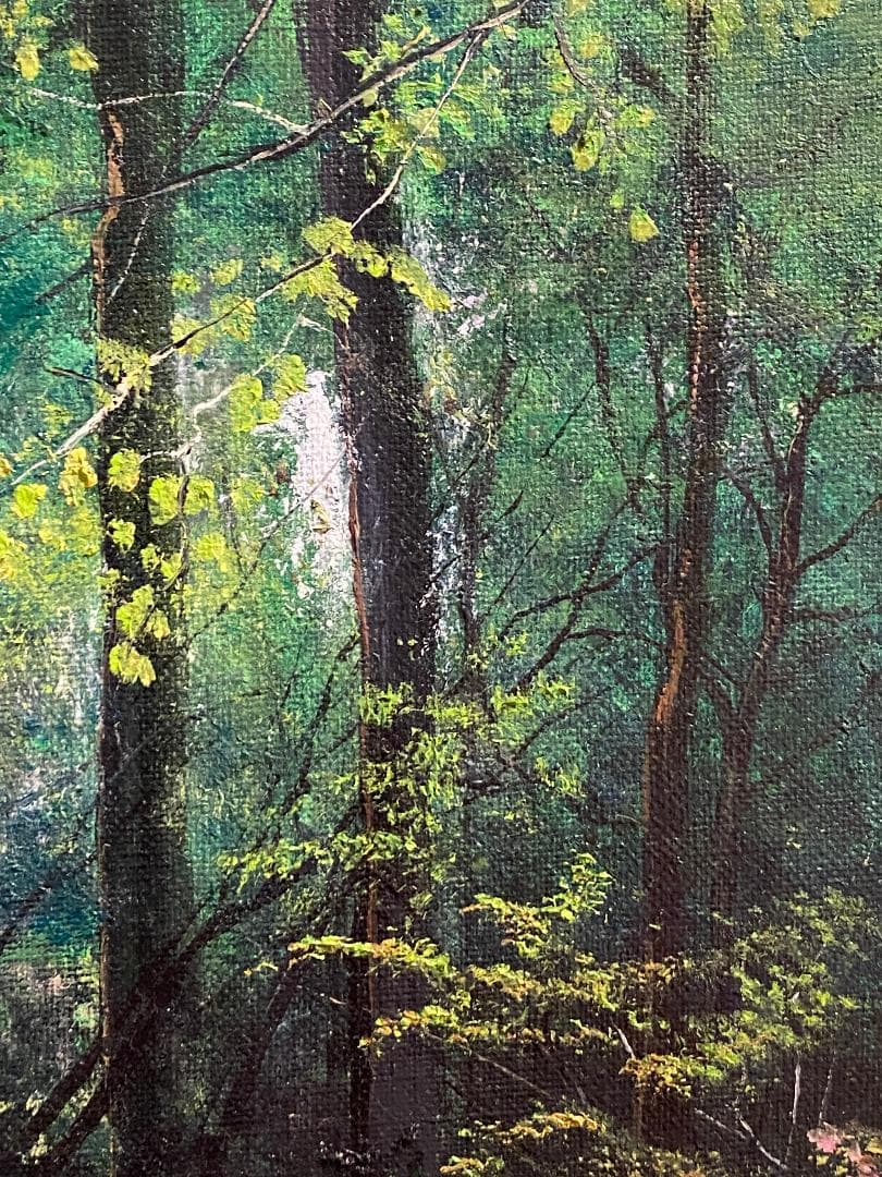 真作」北川欽造「三乱の流れ」風景画 絵画 油彩画 額装 サイン有り F10