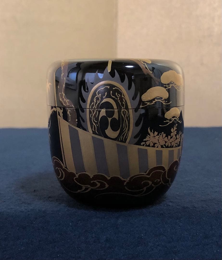 《R》茶道具 住吉蒔絵 中棗 光月造 木製漆器 共箱　260114き3