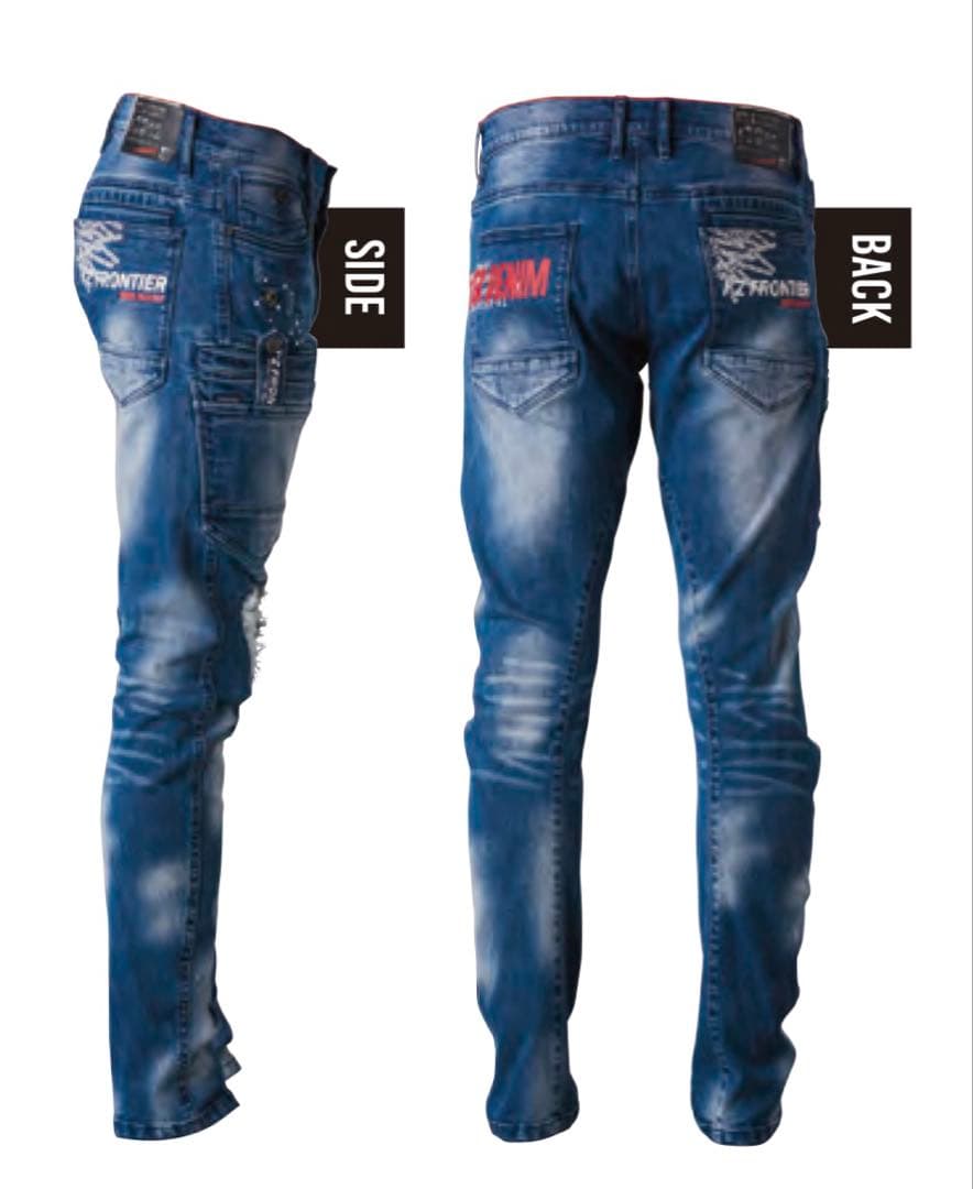 アイズフロンティア７３５０ＳデニムＧ　３Ｌ寸カーゴパンツ８5cm上下組インディゴ