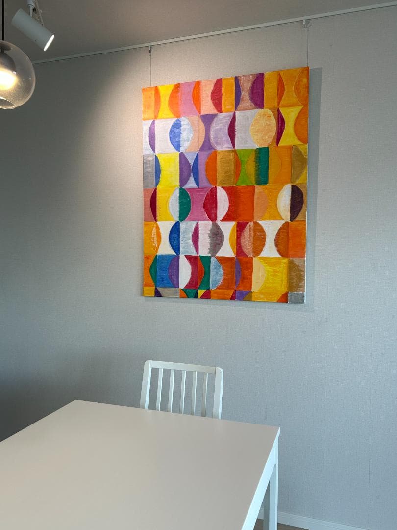 インテリアアート原画 1枚のみ縦116.7cmx横91cm 壁掛 画鋲OK.軽量