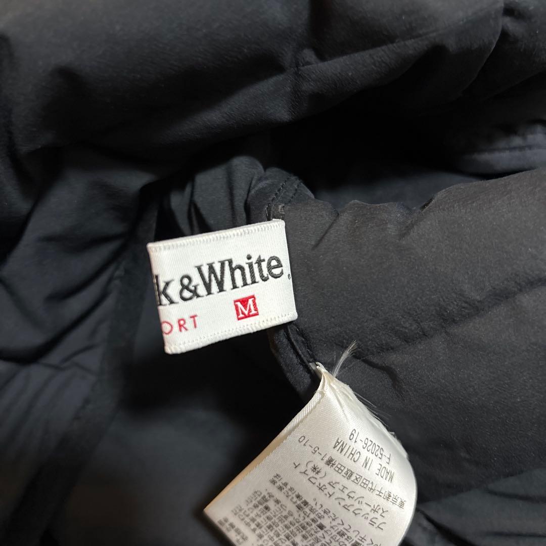 Black&White ファー付き ロングダウンベスト ロゴ スワロ ゴルフ