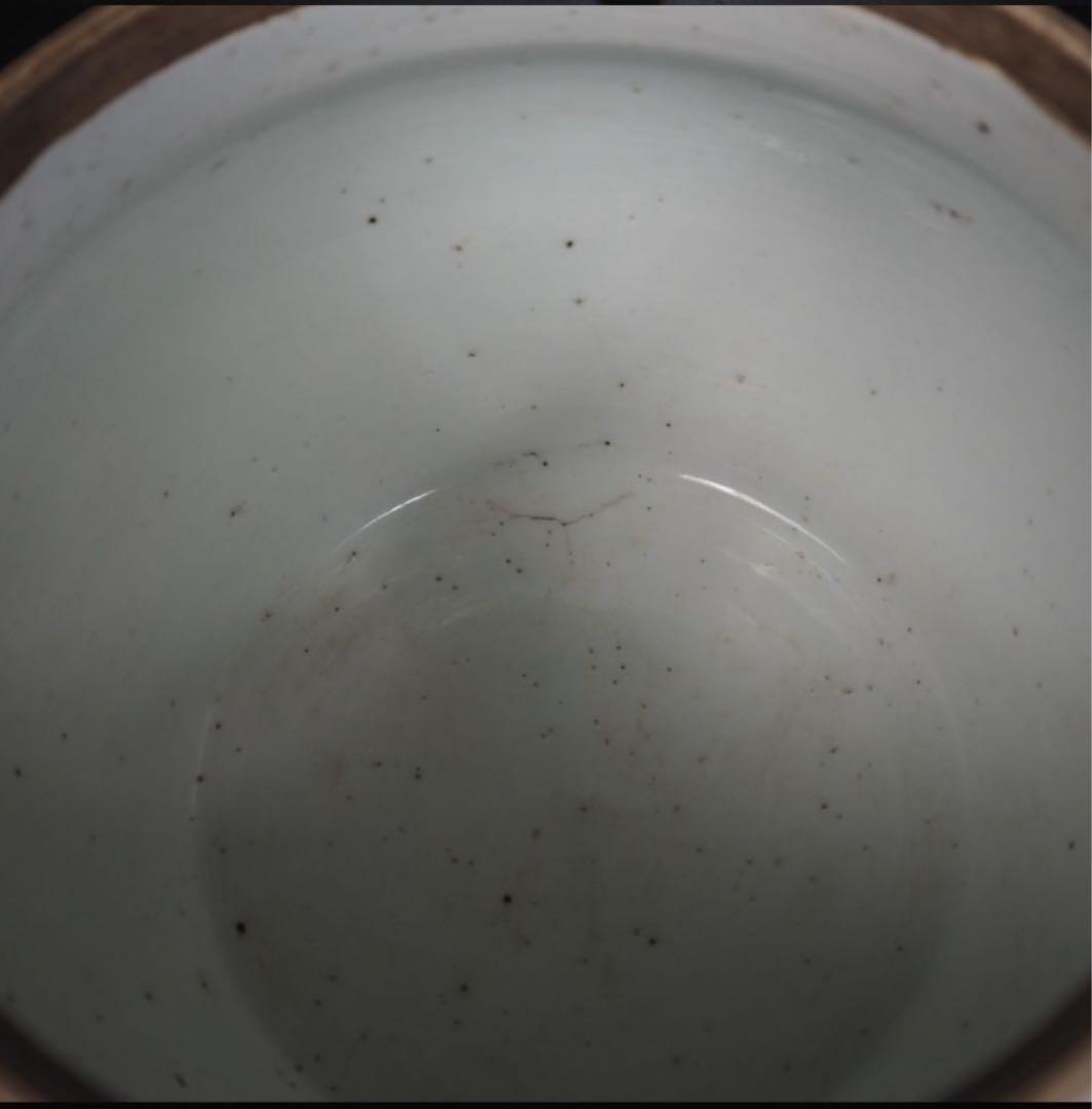 送料無料 清時代嘉慶道光青花罐/水指 本物保証 『喜』無し 耳あり 希少