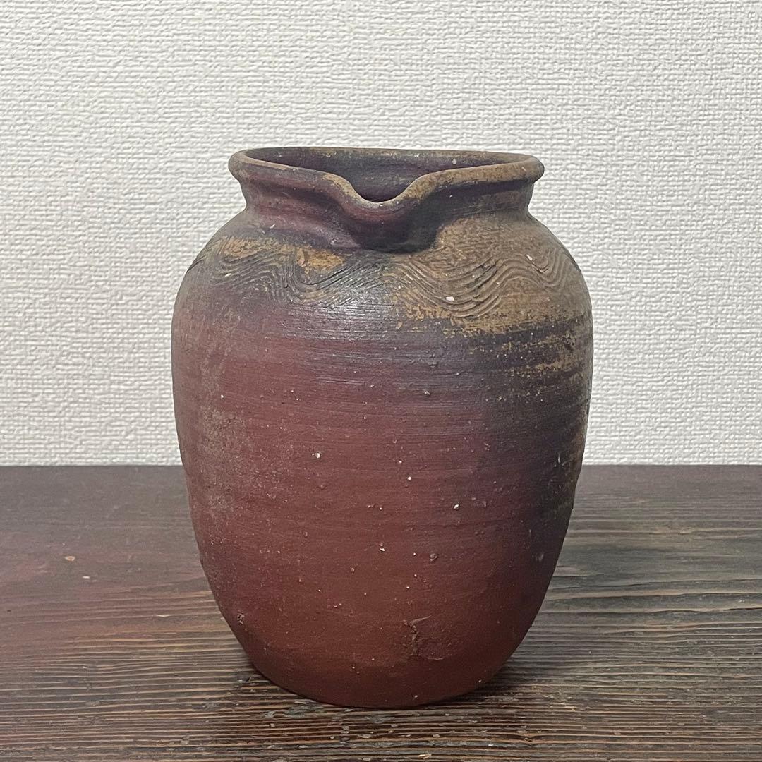 古備前 雀口 鳶口 壺 窯印 櫛目波状文 小壷 蹲 花器 花入