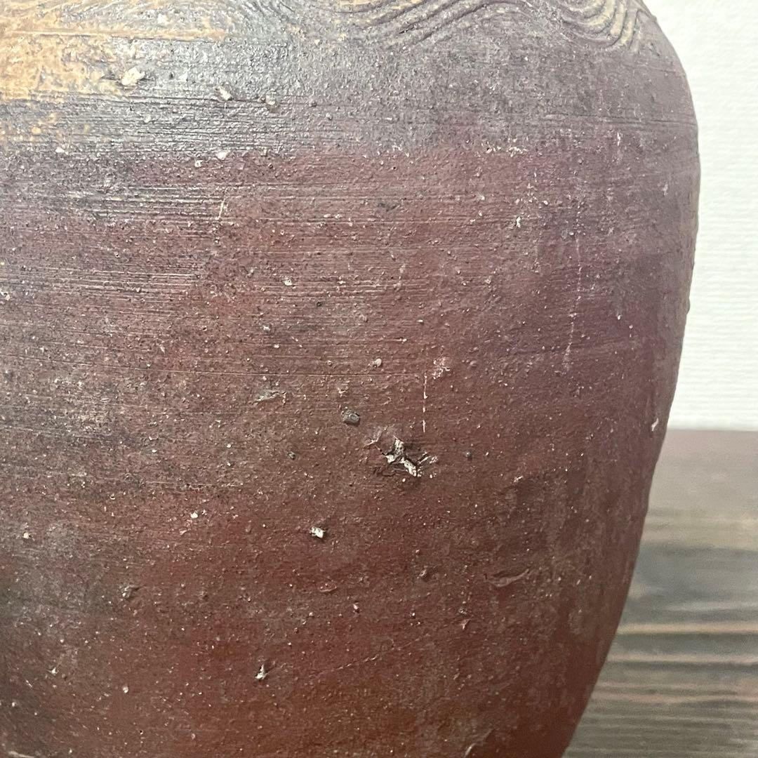 古備前 雀口 鳶口 壺 窯印 櫛目波状文 小壷 蹲 花器 花入