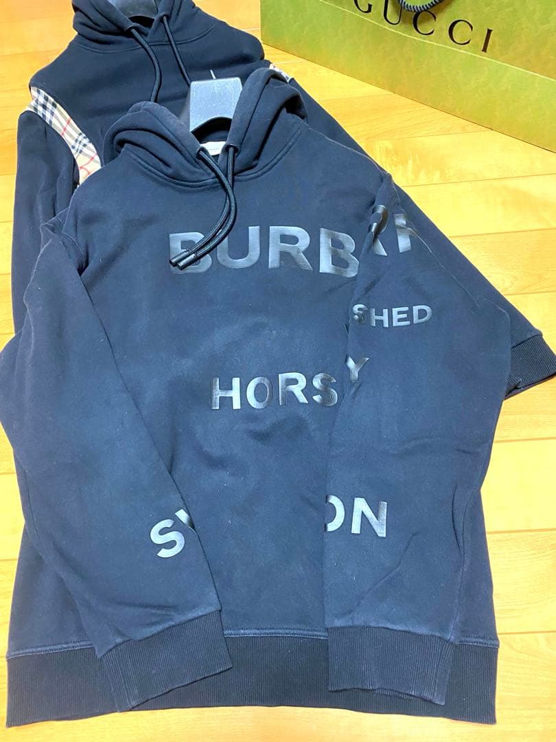 【希少XLサイズ】バーバリー ホースフェリー ビッグロゴ パーカー ブラック