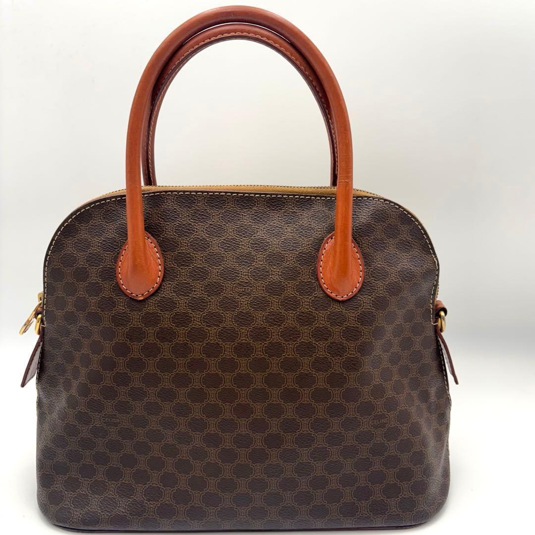 CELINE セリーヌ マカダム ハンドバッグ トップハンドル ブラウン