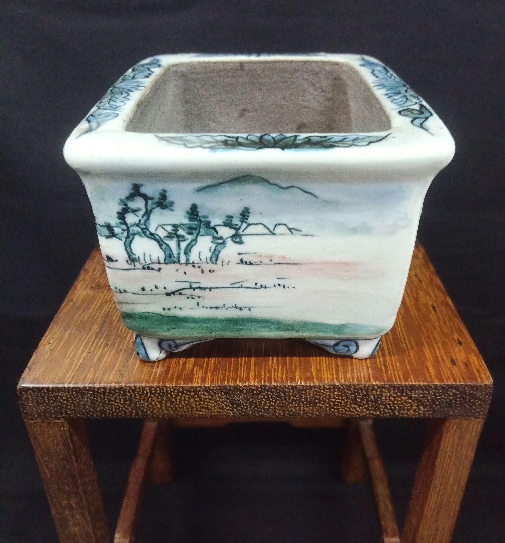 021.【陶翠窯 】エン付長角3号盆栽鉢/植木鉢 ミニ盆栽