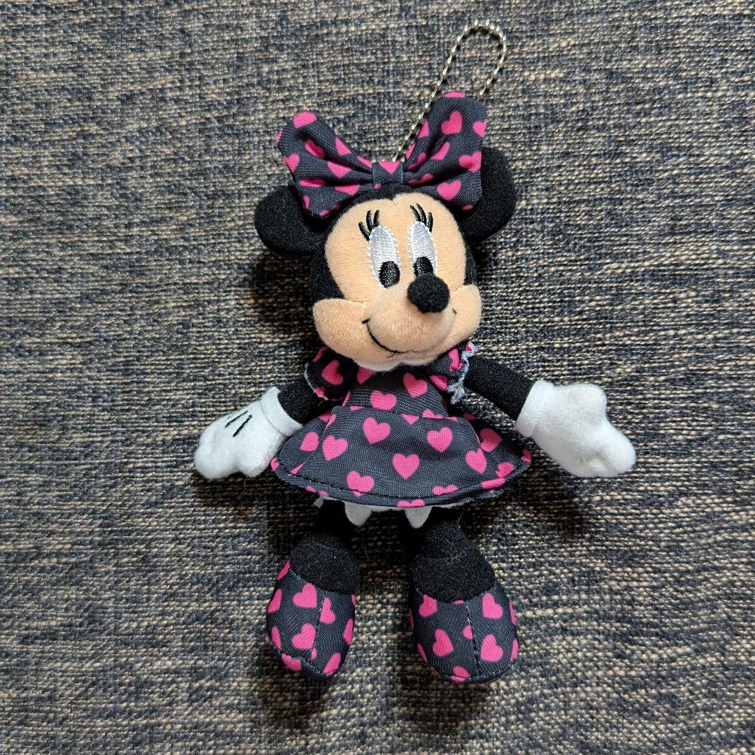 ディズニーミニーハートピンクブラックスクバぬいぐるみバッジ♡