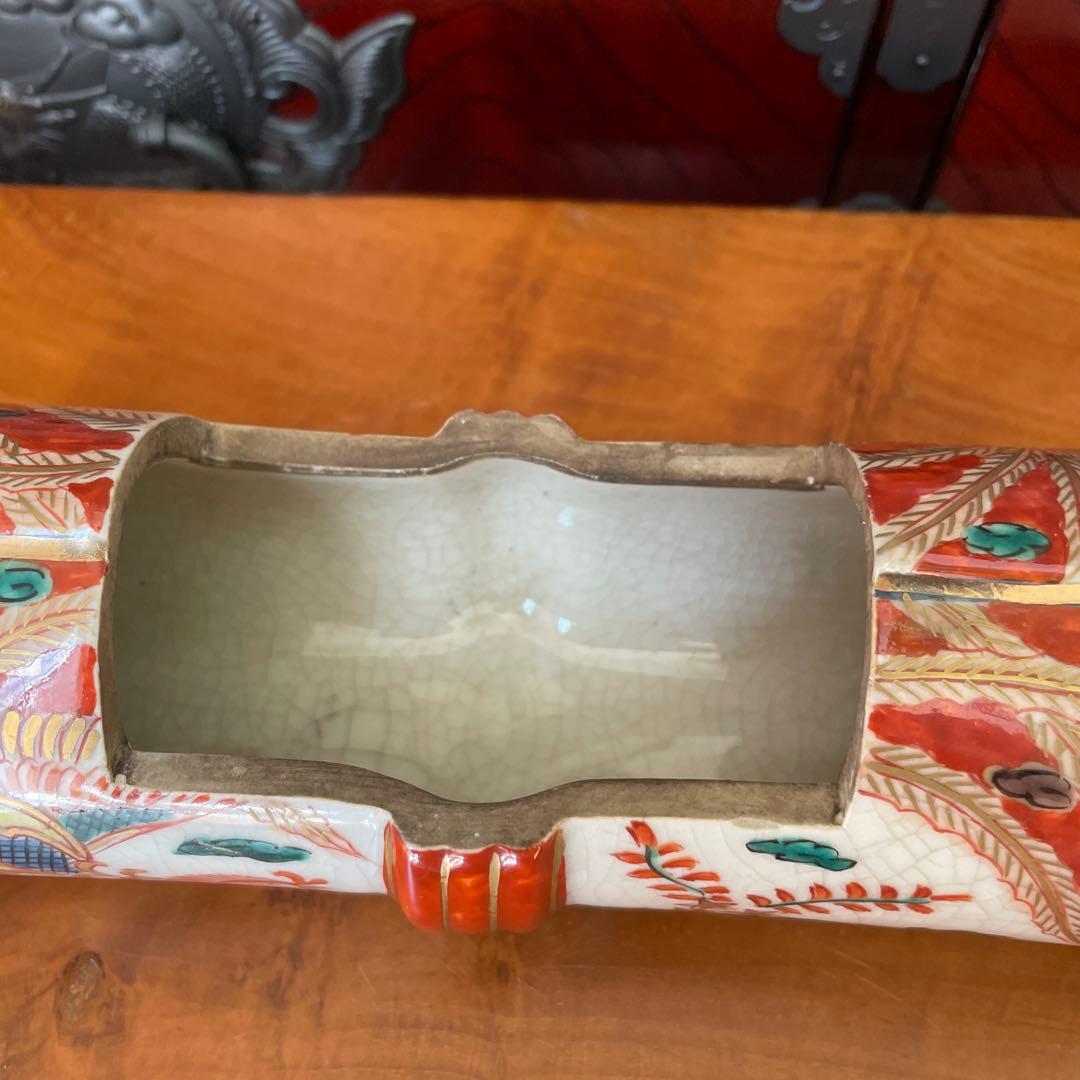 【最終価格】香炉　巻物型香　骨董　 アンティーク　色絵金彩　鳳凰　インテリア