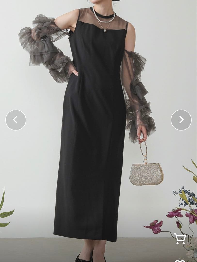 美品✨Kana カナ　チュールフリルスリーブ　Iライン 2way ドレス　M