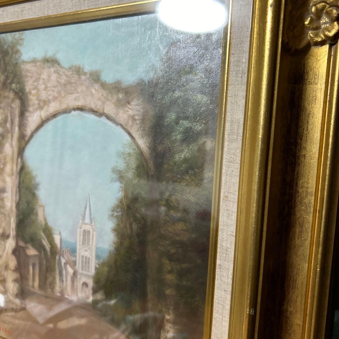 油絵　肉筆　F6 素敵な額縁付き　ガラス付き　美術品