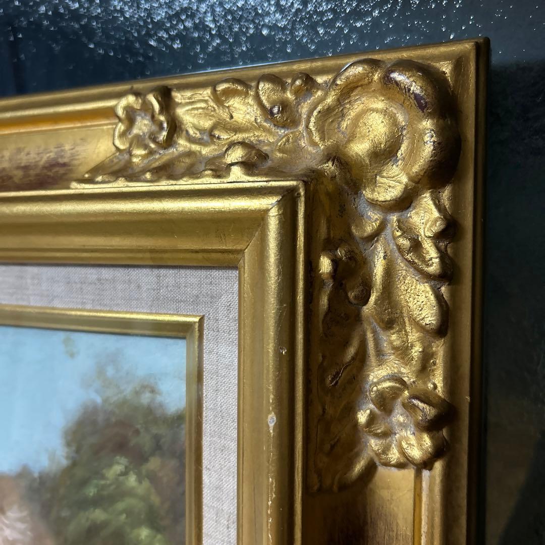 油絵　肉筆　F6 素敵な額縁付き　ガラス付き　美術品