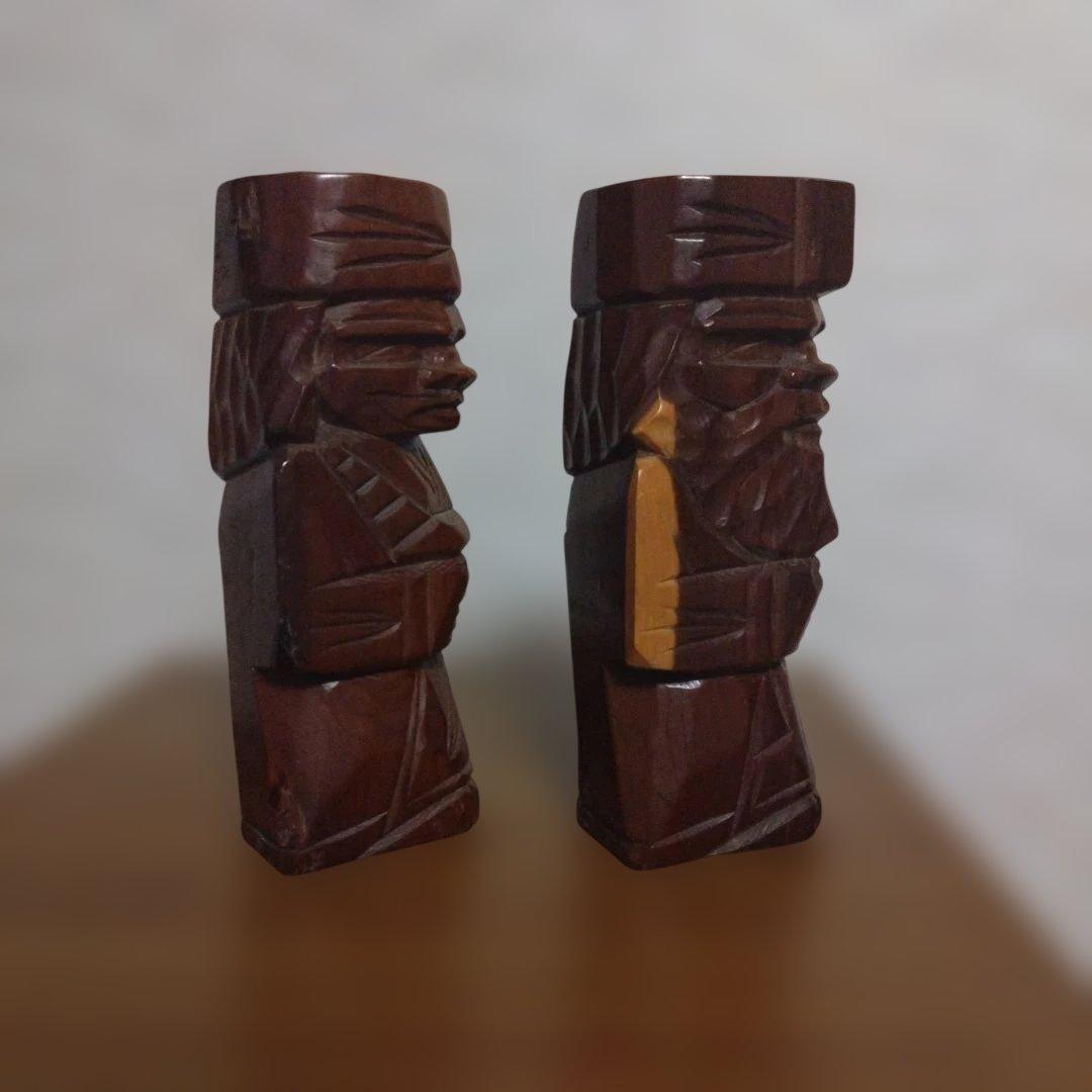 アイヌ 伝統的木製彫刻 2体セット - メルカリ