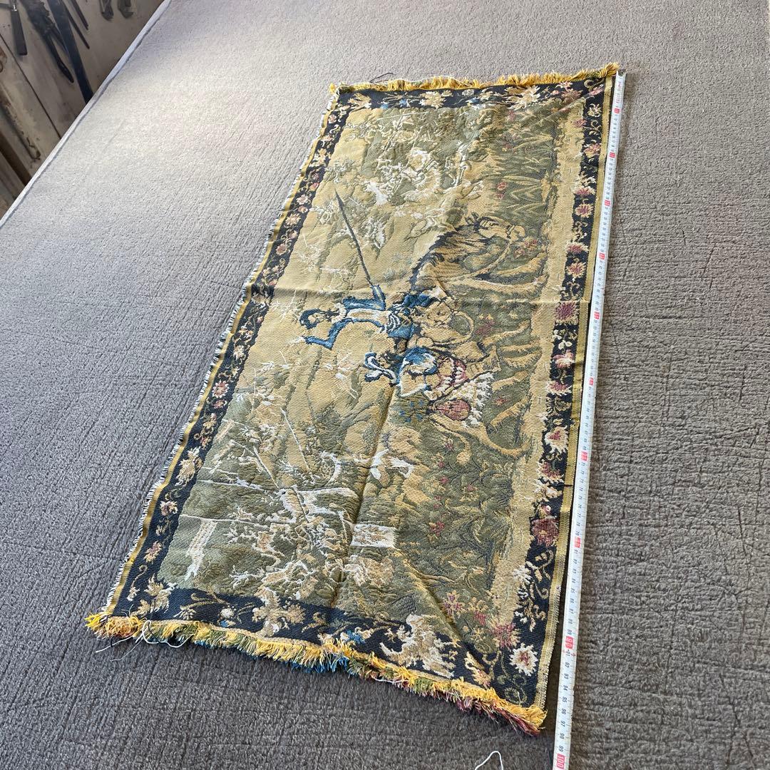 ゴブラン織 槍を持った騎士 ラグ タペストリー アンティーク