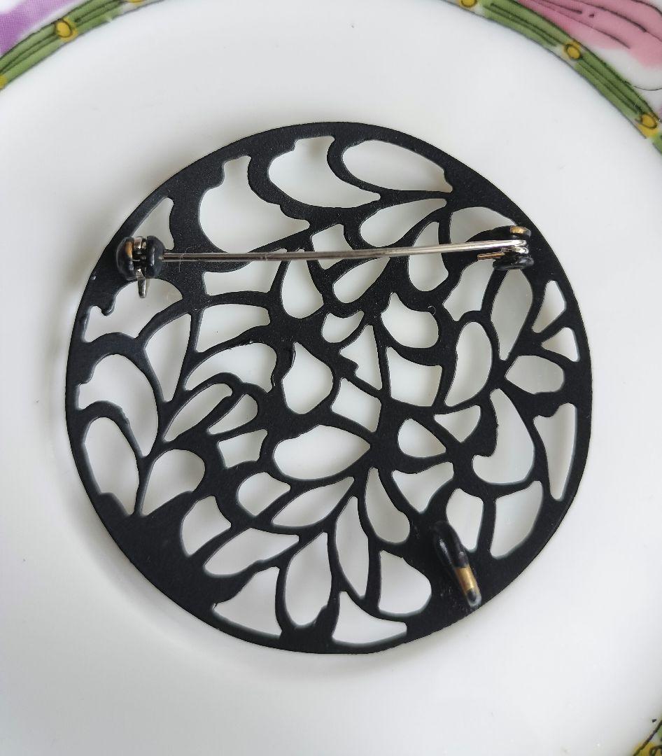 京都伝統工芸 中嶋象嵌 透かし唐草 ブローチ 兼 ペンダントトップ 2way