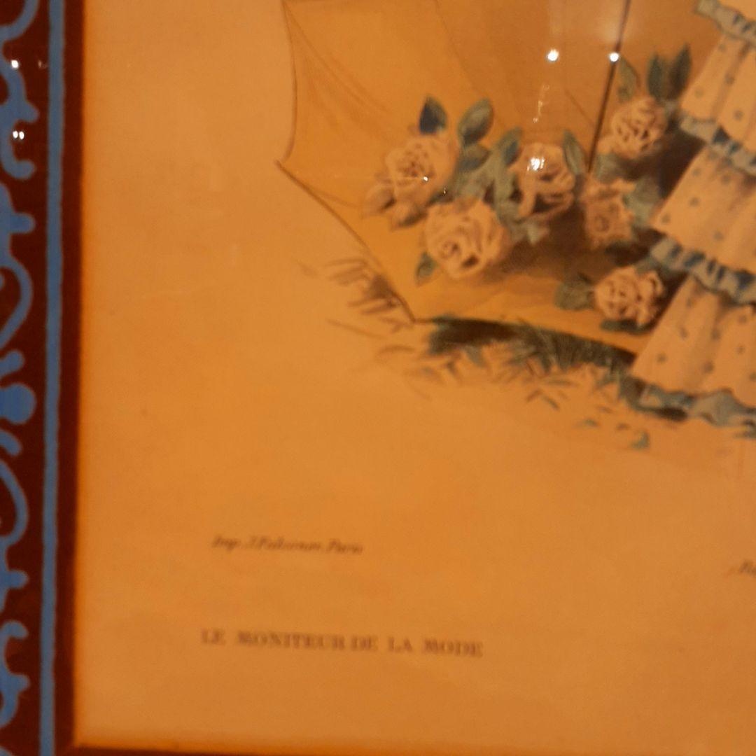 貴重 1900年作品 絵画 『100年前のフランス貴婦人』 手彩色 アンティーク