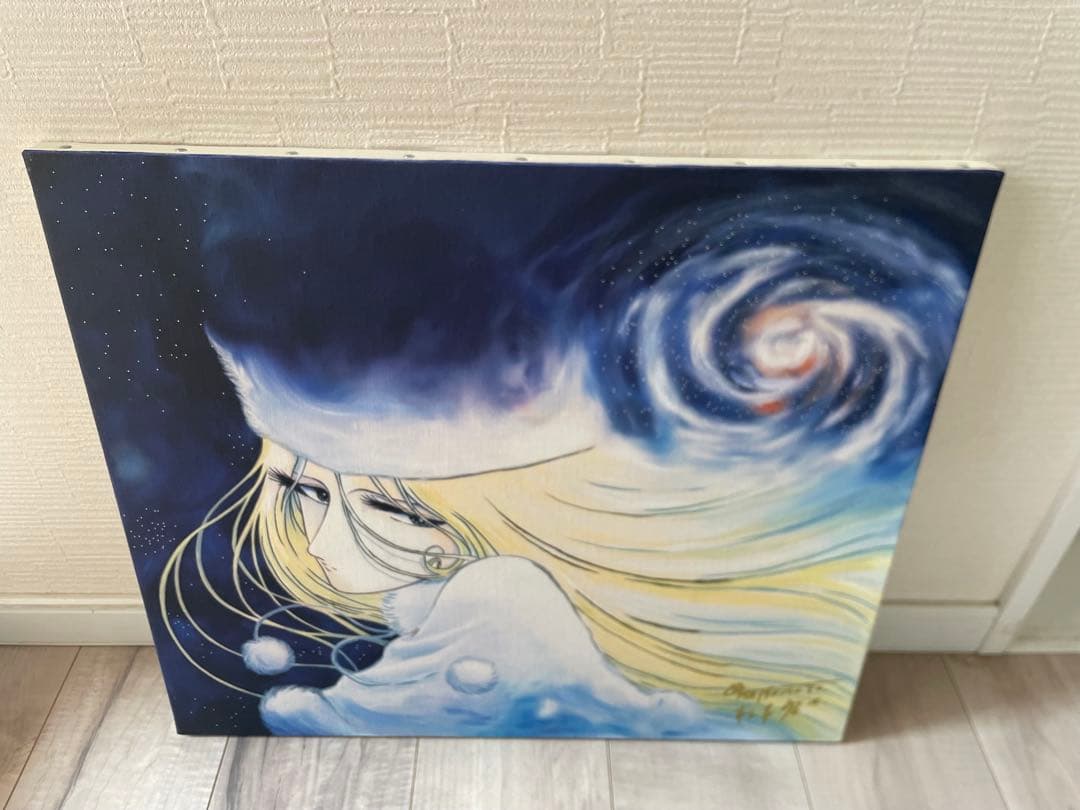 大型】F10号 手描き油彩 松本零士銀河鉄道999模写メーテルレジェンド