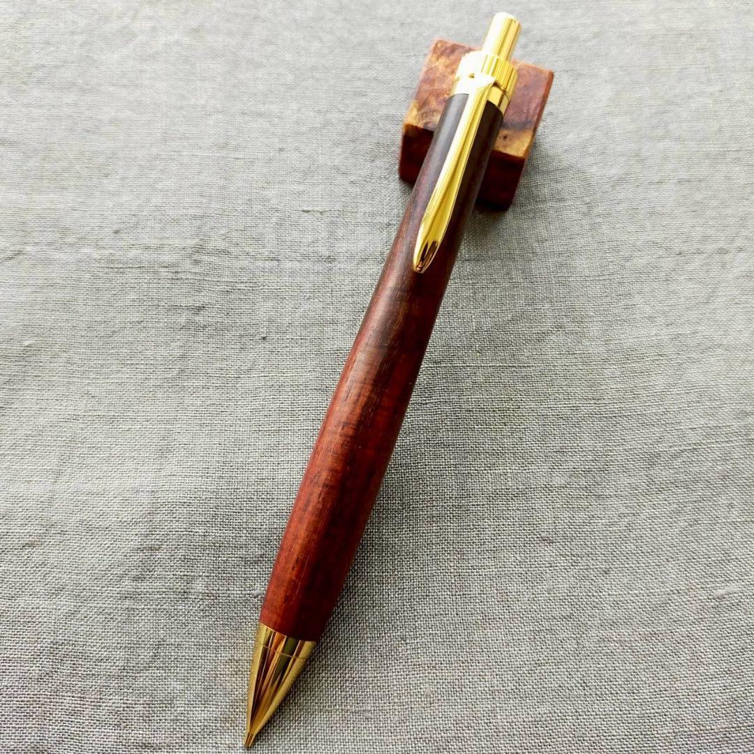 サイアミーズローズウッド　糸縮杢　ハンドメイド　木軸シャープペン　0.5mm