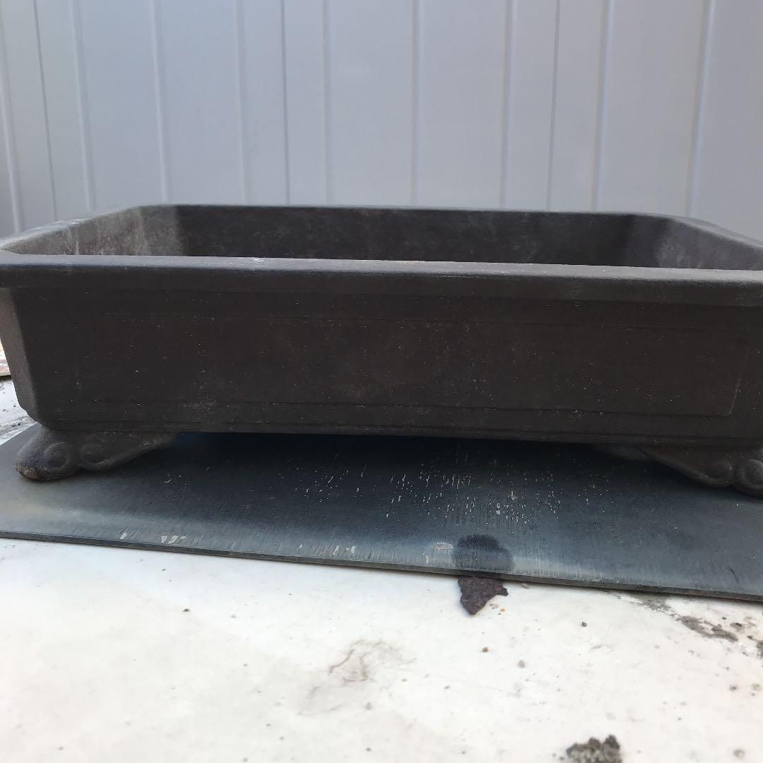 盆栽鉢 時代盆栽鉢長方隅切り窓あり雲足33x24x8山野草