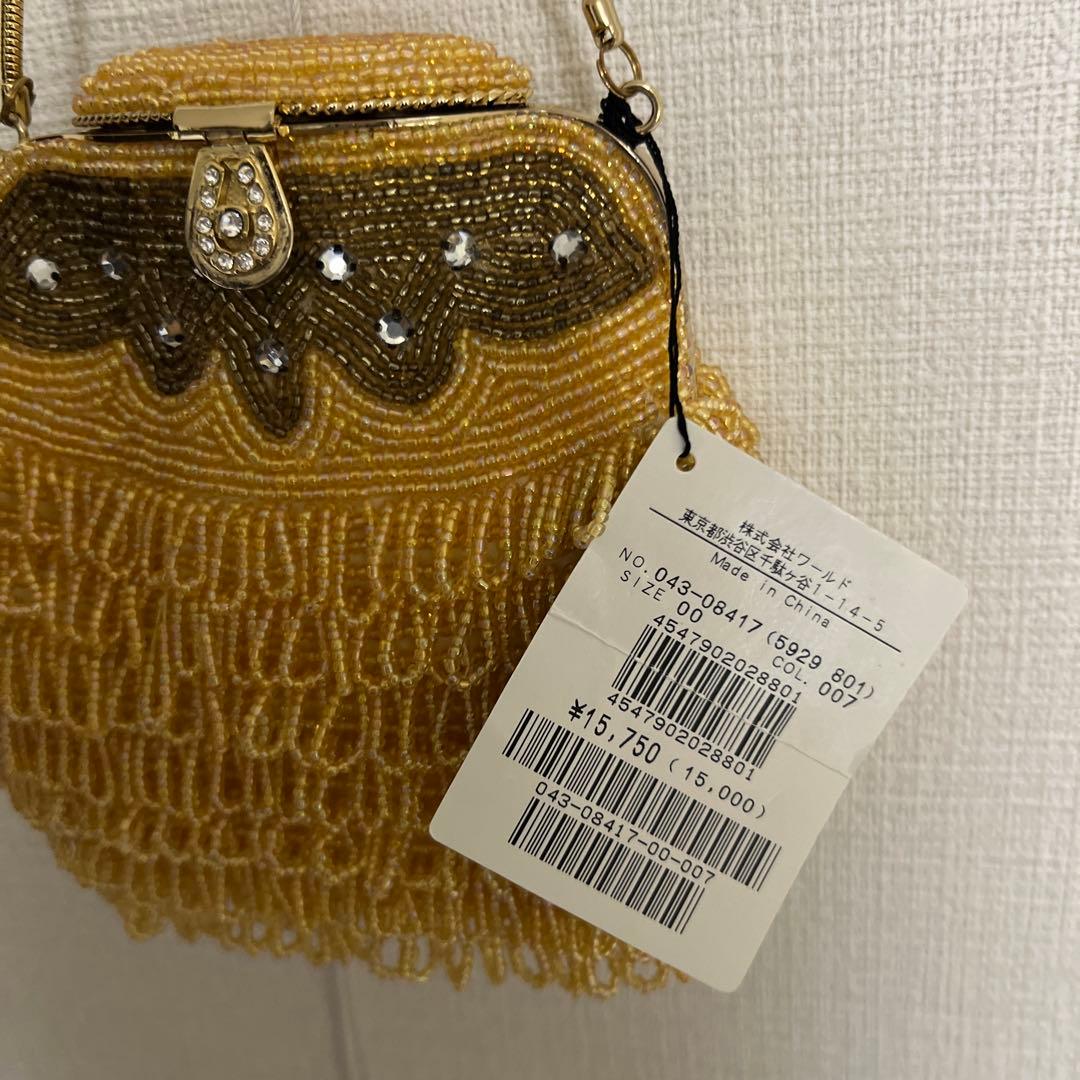未使用品！豪華！VOICEMAIL ビーズ装飾 ゴールドパーティーバッグ
