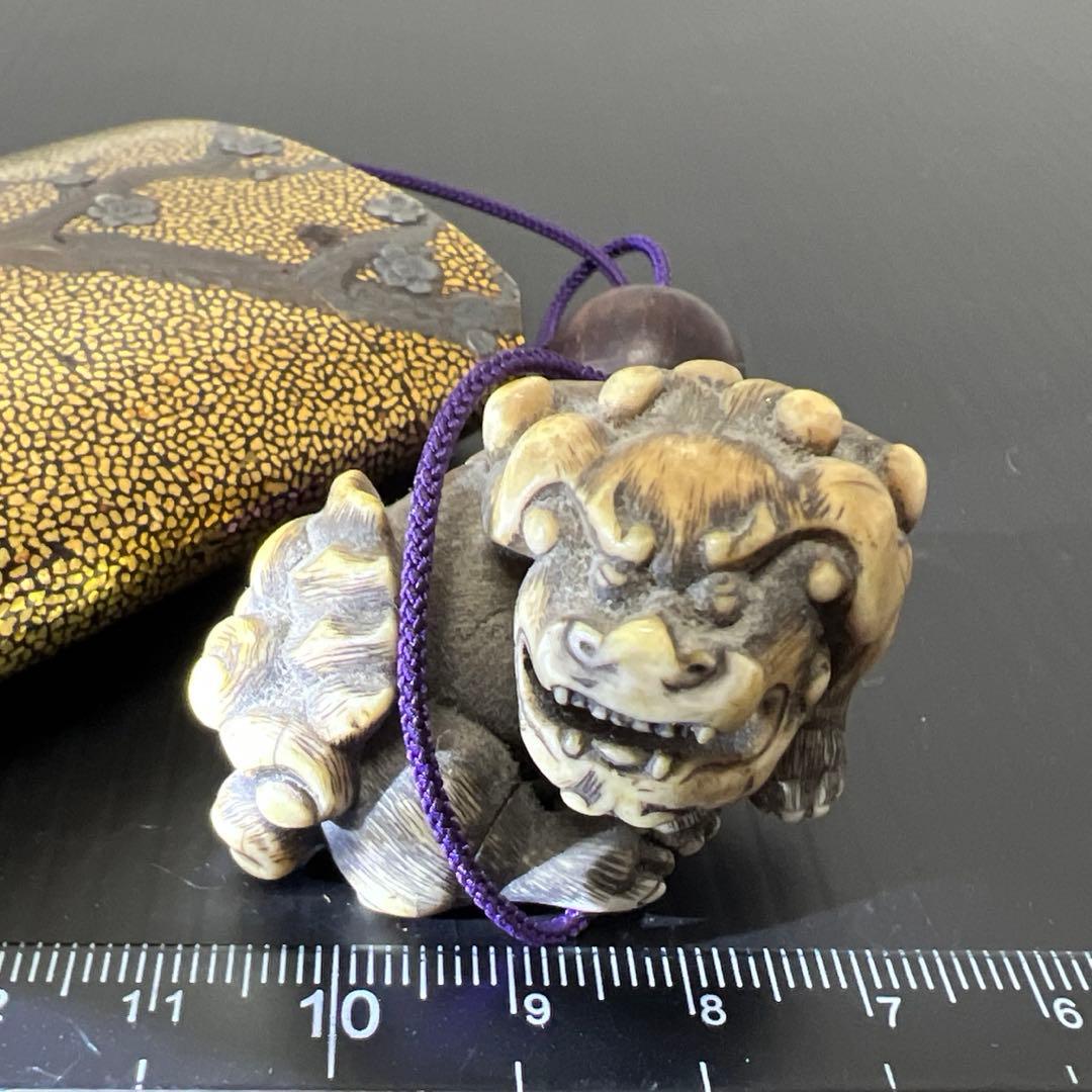 江戸時代　極上盛上鷲内梨地　五段大振印籠　極上獅子根付　東Y7-0812⭐︎2F