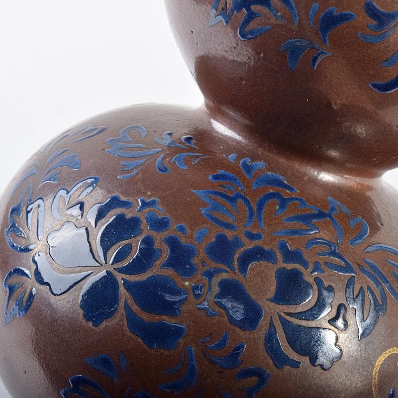 瀬戸焼 古瀬戸 瑠璃金彩葫蘆瓶 M R7845