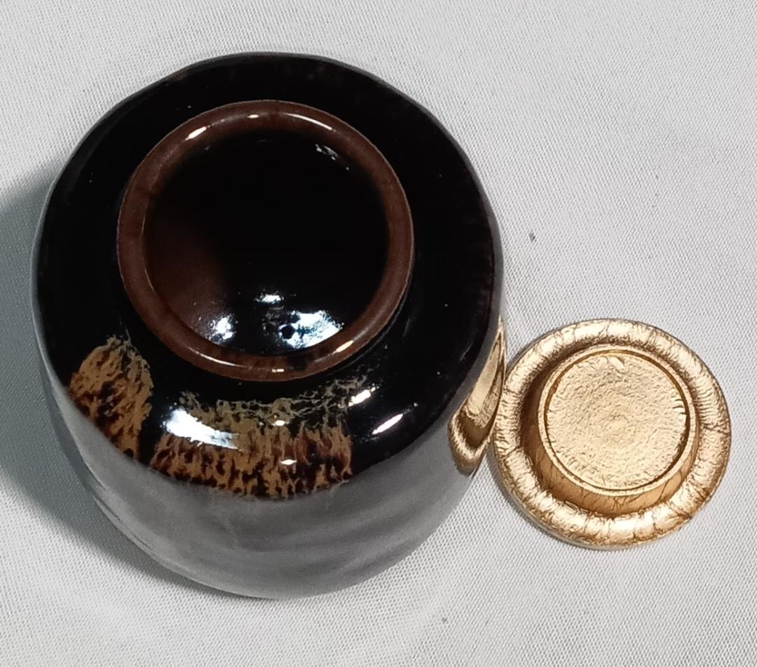 茶道具 京都嵯峨 嵯峨焼 橋本永豊作 肩衝茶入 紅牙瑞錦仕