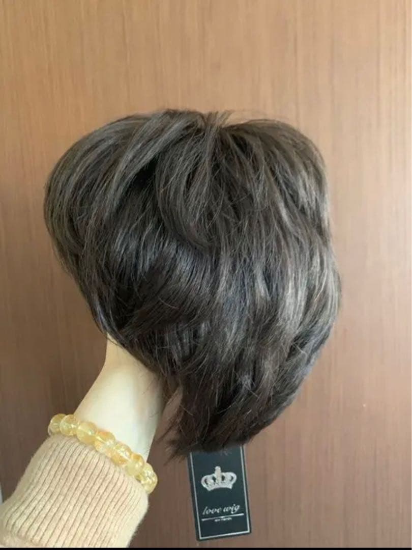 気品人毛100% ショートwig ウィッグA16