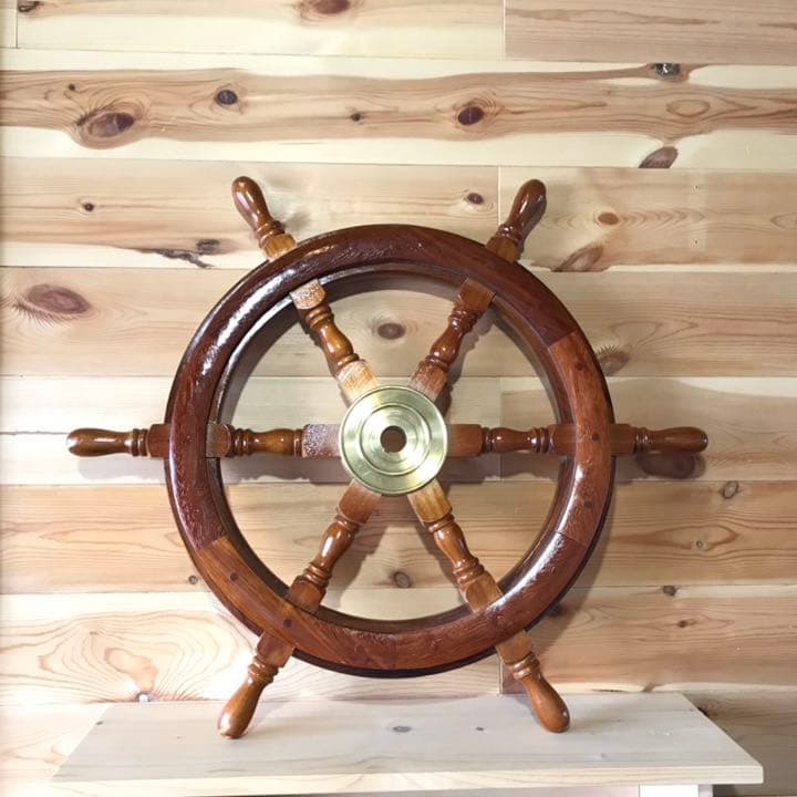 船の舵輪 日本郵船株式会社 船舵 木製 ハンドル 操舵輪 インテリア