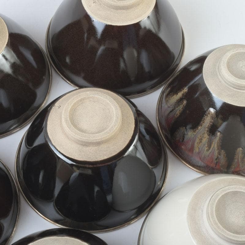 茶道具　平安　万代草山作　天目茶碗　七種　共布共箱　M　9329A