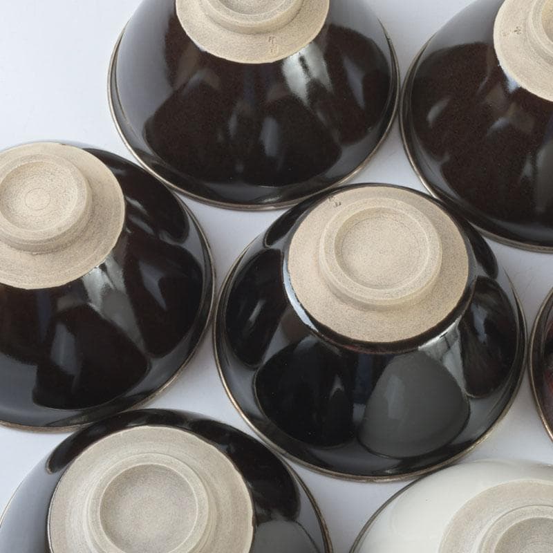 茶道具 平安 万代草山作 天目茶碗 七種 共布共箱 M 9329A