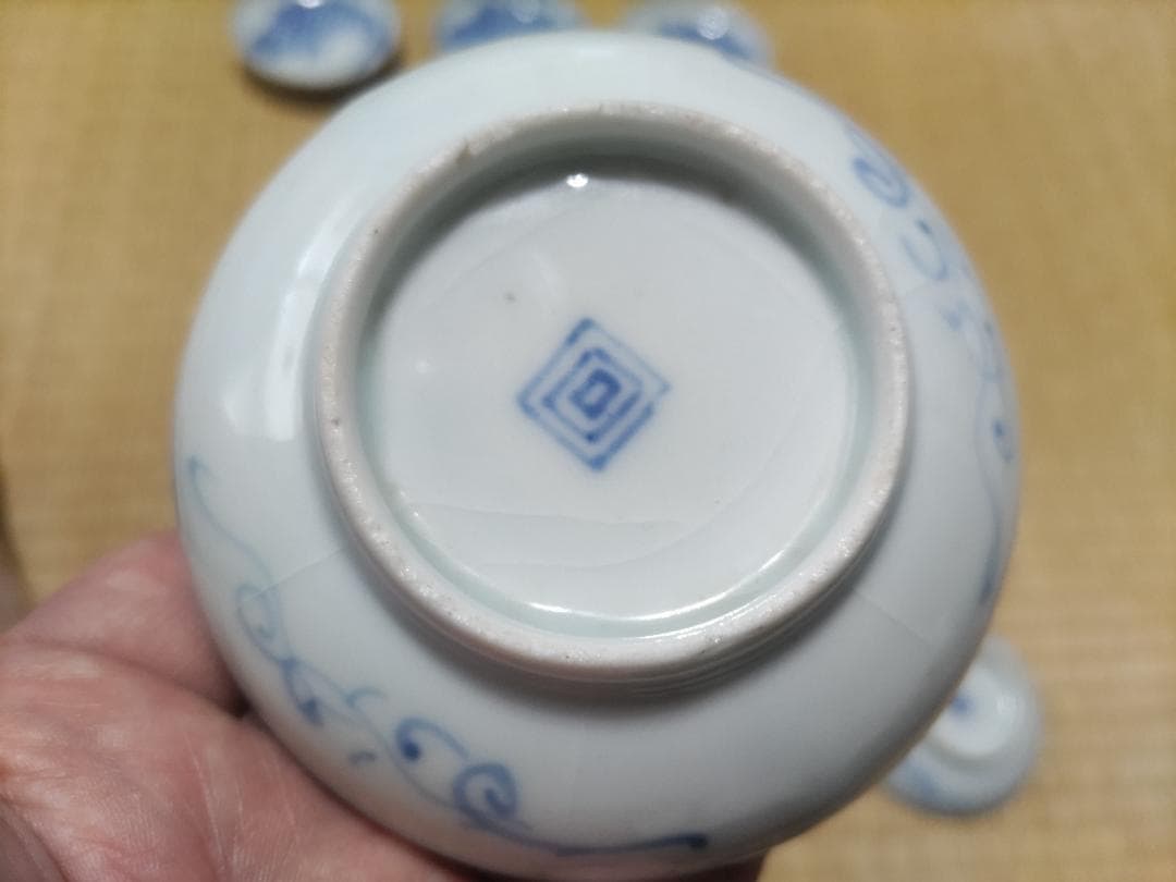 ５枚セット　新渡　鯉図　小皿・平盃（径９㎝）中国　清朝期