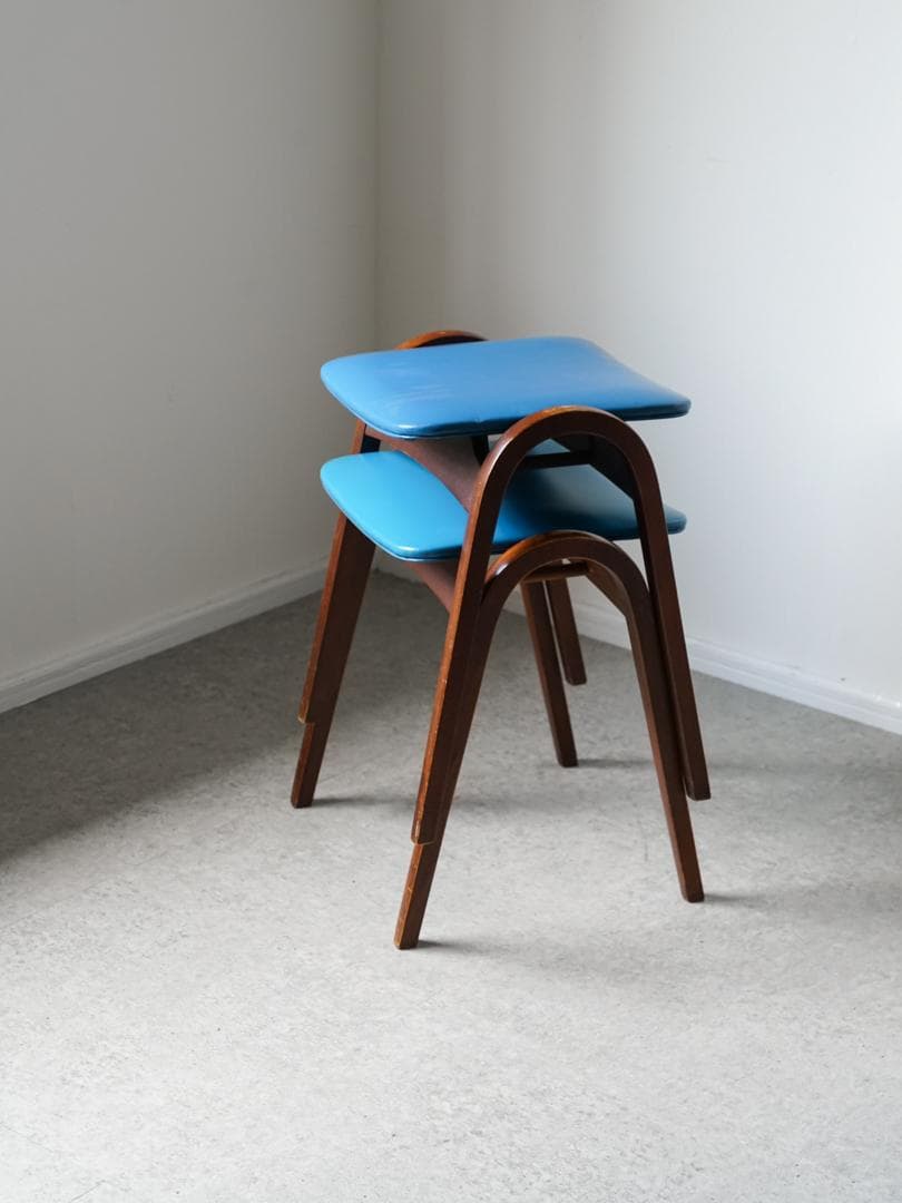 \"剣持勇\" 秋田木工 vintage スタッキングチェア スツール 2脚 古家具