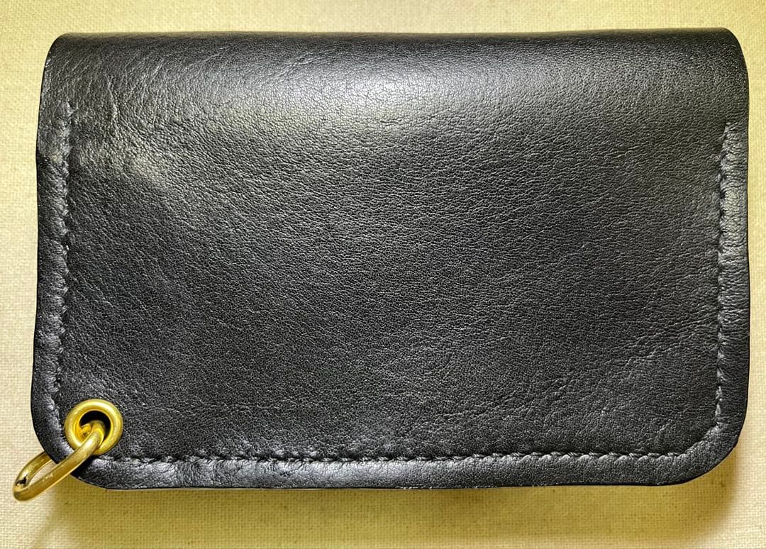 ミドル トラッカーウォレット ポケット部分本革ハラコ豹柄 三層