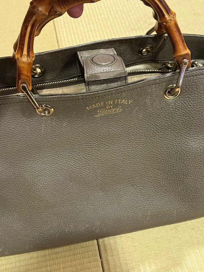 P*e様 GUCCI バンブーハンドル レザートートバッグ MADE IN IT
