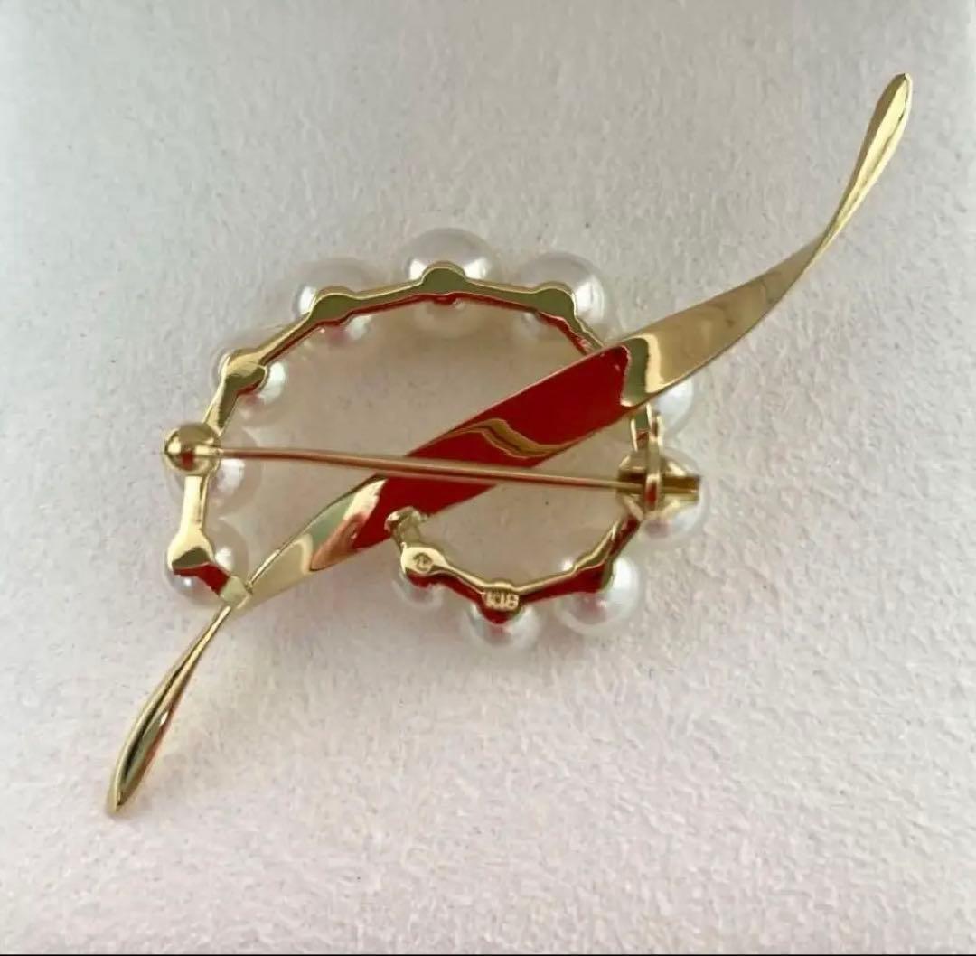 極美品】ミキモト パール ブローチ K18YG 現行品 ケース・外箱 愛子様