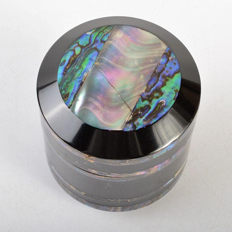 茶道具　小坂公一作　黒漆塗　青貝張　雪吹棗　共布共箱　V　6734