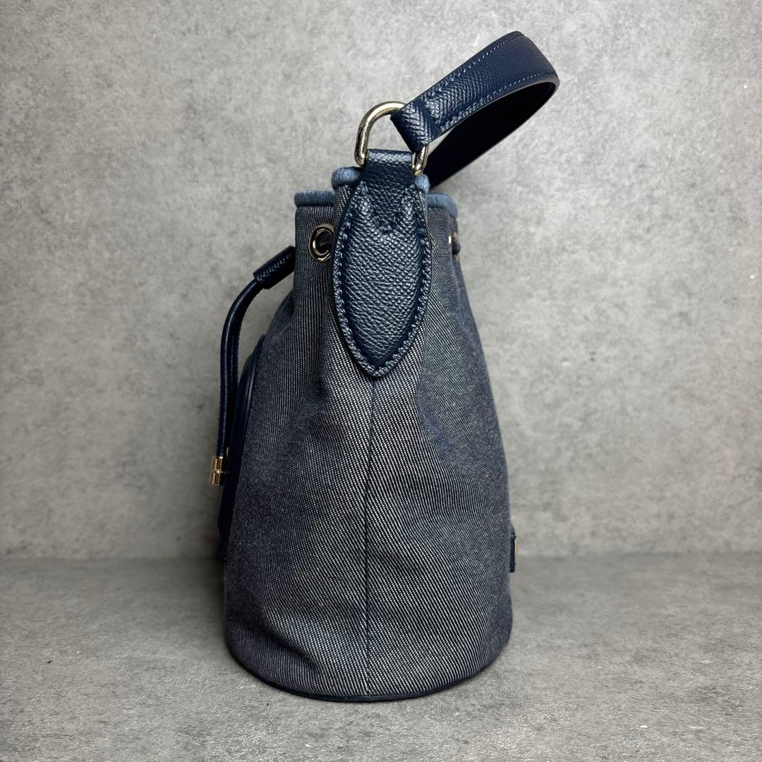 現行品 FURLA フルラ 2wayショルダーバッグ クリオ アーチロゴ デニム